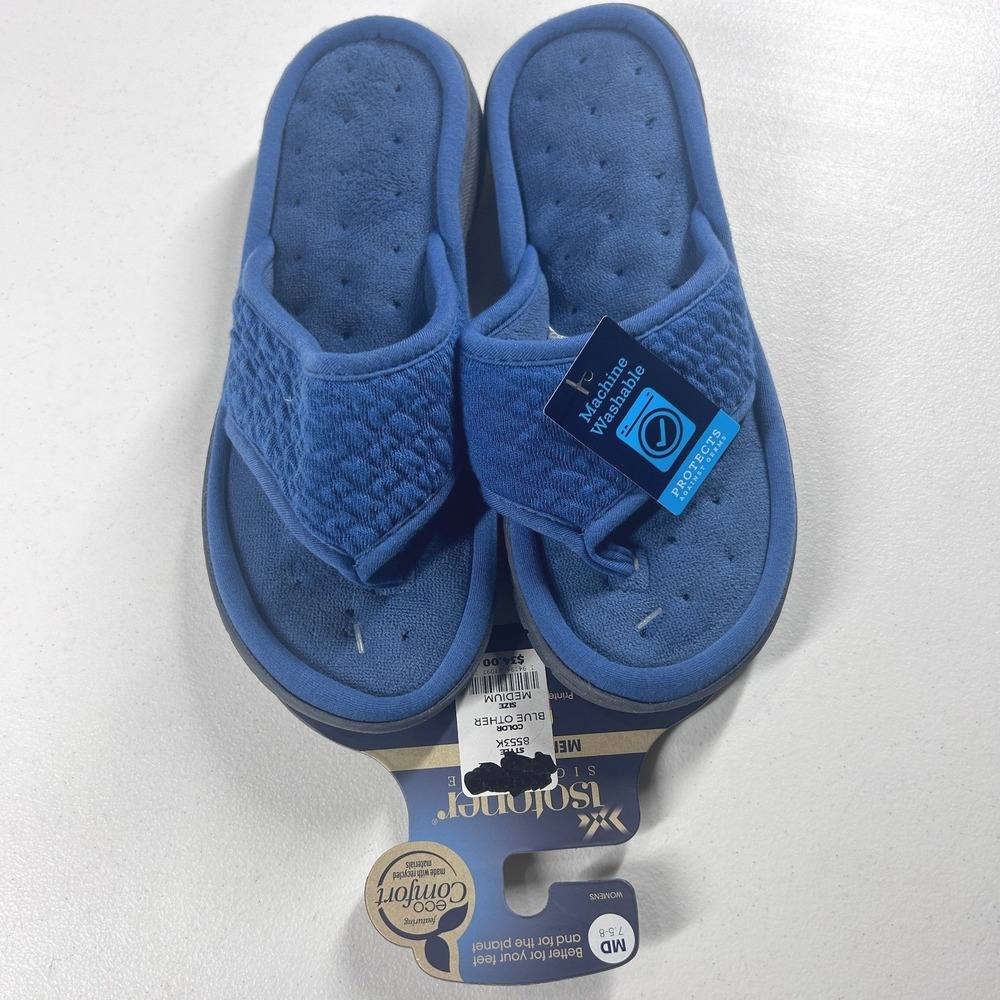Isotoner Womens Blue Other Style 8553K Flip Flop Slippers Size Medium (7.5-8)NEW - Picture 3 of 8